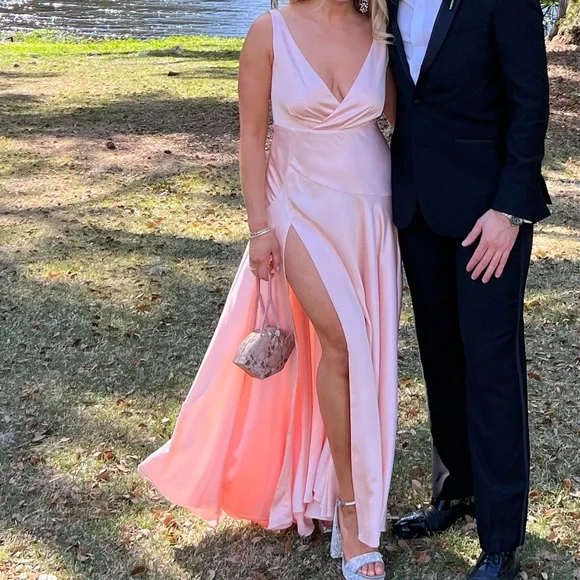 bridesmaid dresses fame and partners Elegant Tie Shoulder Satin Bridesmaid Dress Olive Green / XS main image 1